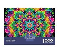 Puzzle Mandala Fleur 1000 Pièces en Carton, Motifs Géométriques Audacieux, 38 x 26 cm, Idéal pour débutants, Anti-Stress et Adultes. Divertissement à la Maison.