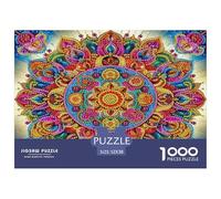 Puzzle Mandala Fleur 1000 pièces en Papier recyclé pour Adultes - Mandala orné, Texture Vintage en Couches, détente et Jeu éducatif 52x38cm