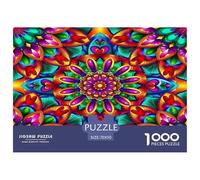 Puzzle Mandala Fleur Impossible et Difficile de 1000 Pièces - Design géométrique psychédélique et Vibrant - Papier recy coration Murale - 70 x 50 cm / 1000 pièces