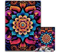 Puzzle Mandalas en Fleurs 1000 pièces, Puzzle en Bois, idéal pour Les Adolescents et la décoration intérieure, 50x75cm/19,68x29,52 Pouces