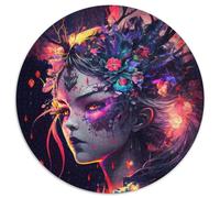 Puzzle Manga Girl 1000 pièces, Puzzle Rond 1000 pièces pour Adultes, décoration d'intérieur, entraînement cérébral et Cadeaux de Vacances 67,5 x 67,5 cm