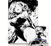 Puzzle Manga Sorcière Noire et Blanche 1000 pièces pour Adultes Concentration, Pleine Conscience, évasion, Cadeau Symbolique (38x52cm)