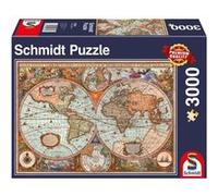 Schmidt Spiele 58328 Puzzle Carte du Monde Antique Multicolore 3000 pièces Puzzle