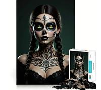 Puzzle Maquillage tête de Mort Mexicaine 1000 pièces pour Adolescents, Casse-tête Mental, Divertissement paisible, Assemblage Artistique, Joli Cadeau 38x52cm