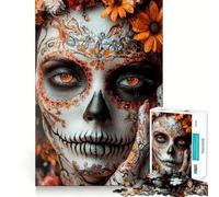 Puzzle Maquillage tête de Mort Mexicaine 1000 pièces pour Adolescents, Casse-tête Mental, Divertissement paisible, Assemblage Artistique, Joli Cadeau 38x52cm