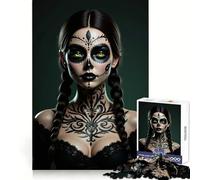 Puzzle Maquillage tête de Mort Mexicaine 1000 pièces pour Adolescents, Casse-tête Mental, Divertissement paisible, Assemblage Artistique, Joli Cadeau 38x52cm
