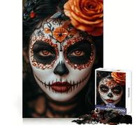 Puzzle Maquillage tête de Mort Mexicaine 1000 pièces pour Adolescents, Jouet Intelligent, Passe-Temps à la Maison, découpe précise, Cadeau attentionné 38x52cm