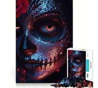 Puzzle Maquillage tête de Mort Mexicaine 1000 pièces pour Adolescents, Jouet Stimulant la logique et apaisant, Objet de Collection de qualité supérieure 50x75cm