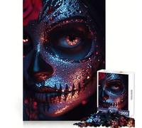 Puzzle Maquillage tête de Mort Mexicaine 1000 pièces pour Adolescents, Jouet Stimulant la logique et apaisant, Objet de Collection de qualité supérieure 50x75cm