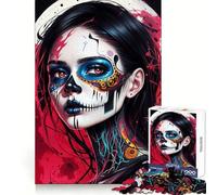 Puzzle Maquillage tête de Mort Mexicaine pour Adolescents, 1000 pièces, Jeu de logique, Amusement d'intérieur, Bords précis, pièce de Collection 38x52cm