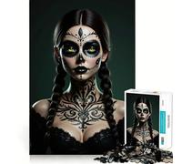 Puzzle Maquillage tête de Mort Mexicaine pour Adolescents, 1000 pièces, Jeu de logique mentale, Anti-Stress, découpe Ferme, Cadeau de Noël 50x75cm