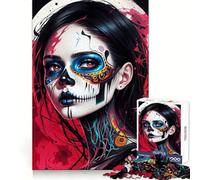 Puzzle Maquillage tête de Mort Mexicaine pour Adultes, 1000 pièces, Jeu de logique Pointue, Amusant et Facile à Assembler, Cadeau mémorable 38x26cm