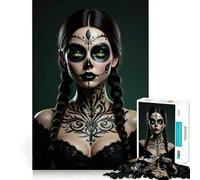 Puzzle Maquillage tête de Mort Mexicaine pour Adultes, 1000 pièces, Jeu de réflexion Amusant à Partager, découpe de précision, Cadeau Unique 38x26cm
