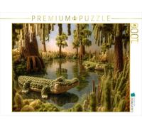 Puzzle · Marais subtropical peuplé de Crocodiles | Univers textiles et nature · 1000 pièces · Format assemblé 64 × 48 cm · CALVENDO Puzzle