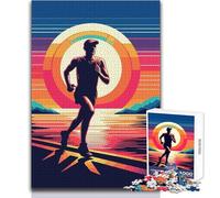 Puzzle Marathonien Coucher de Soleil 1000 Pièces pour Adolescents - Jeu de Développement Cognitif et Amusant - Cadeau Spécial et Attentionné - Dimensions:38x52cm
