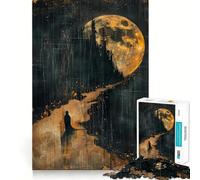 Puzzle Marcher au Clair de Lune pour Adultes,1000 pièces,Jeu Stimulant l'esprit,Format Uniforme,pièces précises,idéal pour Les Voyages (38x52cm)