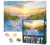 Puzzle marin 1000 pièces - Coucher de soleil sur la côte dune, sophistiqué 50 x 70 cm Motif paysage méditatif pour puzzle de relaxation Décoration murale Cadeau