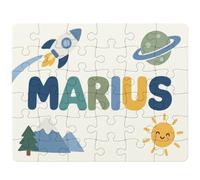 Puzzle Marius | 30 Pièces 24 × 19 cm Carton Brillant 2 mm | Message à Reconstituer Annonce Surprise | Cadeau Prénom Anniversaire Noël