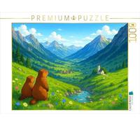 Puzzle · Marmottes avec Vue sur la vallée - Anime Alpes | 1000 pièces · Format assemblé 64 × 48 cm · CALVENDO Puzzle