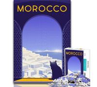Puzzle Maroc 1000 pièces pour Adultes, Jouets éducatifs et éducatifs, Jeux familiaux avec Affiche et fiche de Questions-réponses Assorties 50x75cm