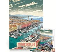 Puzzle Marseille 1000 pièces pour Adolescents Stimulation cérébrale Apaisant Temps de détente Sécurisé Cadeau d'anniversaire Surprise (38x26cm)