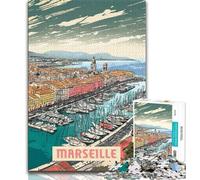 Puzzle Marseille 1000 pièces pour Adultes et Adolescents, Jeu de Quiz, décoration Murale, Cadeaux d'anniversaire et de Noël Uniques 50x75cm
