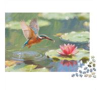 Puzzle Martin-pêcheur Composé De 1000 Pièces pour Adultes,Water Étang de lis Un Jeu De Dexérité Très Difficile Puzzle Jeu Éducatif l'art De La Décoration Moderne 1000pcs (75x50cm)