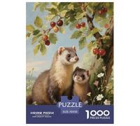 Puzzle Martres 1000 Pièces en Carton pour Adultes Jeu D’activité Intérieure Puzzle Deux Martres Fruit Cadeau Enfant Home Decor 70x50cm/1000pcs