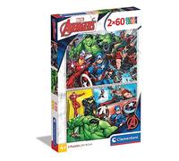 Puzzle Marvel Avengers 2 en 1 2x60 Pièces Format 33,5x23,5 cm Dès 4 Ans | Iron Man Hulk Thor et Captain America tous réunis à bien assembler | développe la coordination | idée cadeau fan de comics