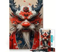 Puzzle Masque de Dragon Rouge pour Adultes 1000 Pièces Stimule la mémoire et réduit Le Stress Cadeau mémorable Assembler (38x26cm)