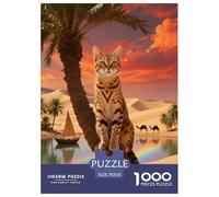 Puzzle Mau Égyptien 1000 Pièces en Carton pour Adultes Jeu D’activité Intérieure Puzzle Mau Égyptien Désert Cadeau Anniversaire Home Decor 70x50cm/1000pcs
