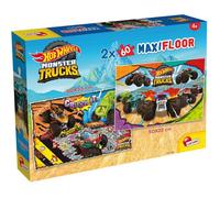 Lisciani - HOT WHEELS Puzzles MaxiFloor - 2x 60 Pièces - Pour Enfants dès 4 ans - 35x50 cm - 2 Grands Puzzles Monster Trucks pour un Double Défi - Puzzle d'aventure - Développe Réflexion et Dextérité