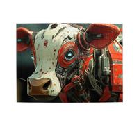 Puzzle mécanique en bois de taureau rouge et blanc de 500 pièces pour adultes, puzzle stimulant pour taille de jeu 38,1 x 50,1 cm
