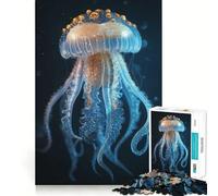 Puzzle Méduse Animale 1000 Pièces pour Adolescents Jeu de Mémoire Amusant,Nettoyage et Connexion sans Couture Activité de Groupe Relaxante en Intérieur (38x52cm)