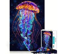 Puzzle Méduse Néon pour Adultes 1000 Pièces Jeu de Logique et de Détente Bords Lisse Cadeau Spécial (38x52cm)