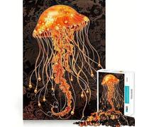 Puzzle Méduse Orange 1000 Pièces Jeu de Détente et d'apprentissage Pièce de Collection Art Découpée avec Précision (50x75cm)