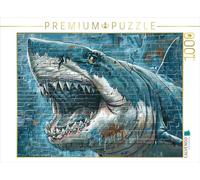Puzzle · Mégalodon | Animaux préhistoriques de style graffiti · générés par l'IA · 1000 pièces · Format assemblé 64 × 48 cm · CALVENDO Puzzle