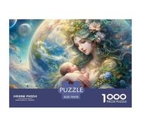 Puzzle Mère Terre Enfant 1000 Pièces Papier Recy rt Terre Mère Bébé Décor Anti-Stress Éducatif 70x50cm
