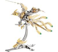 Puzzle Métallique 3D pour Adultes, 358 pièces Modèle de Phénix Mécanique, Kit de Loisir pour Passionnés d'Artisanat, Ailes Battantes Amusantes Maîtrise Dynamique des Ailes (Or)