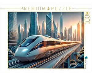 Puzzle · Metropolitan Fastlink, Liaison Rapide Entre Les Villes avec des | trains à induction · Images d'une grande ville de demain · 1000 pièces · Format assemblé 64 × 48 cm · CALVENDO Puzzle