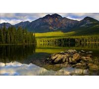 Puzzle Mignon de 100 pièces - Chaque pièce est Unique - Jeu Amusant et Stimulant pour Adultes en Famille, Arbres, Montagnes, épicéas, Canada, Parc National Jasper 45,5 x 35,5 cm