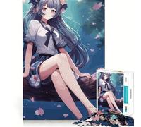 Puzzle Mignon de 1000 pièces représentant Une Fille d'anime Jeu de développement cognitif Surface Lisse sans bavures Activité relaxante en Groupe à l'intérieur (38x26cm)