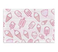 Puzzle mignon de crème glacée rose pour adultes - 1000 pièces - Impression animale - Scène d'hiver personnalisée - Éléphant blanc, cadeaux de fête, 75 x 50 cm