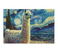 Puzzle mignon de peinture lama art nuit étoilée 1000 pièces adultes paysage floral personnalisé difficile grand puzzle éléphant blanc cadeaux drôle, 75 x 50 cm