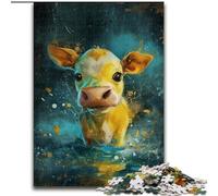 Puzzle Mignon de Petite Vache Jaune pour Adolescents, 1000 pièces, Jeu Stimulant et interactif Parent-Enfant (50x75cm)