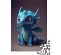 Puzzle mignon dragon bleu 7 pour adultes, puzzle de 1000 pièces pour adolescents, jeu éducatif, jouet, cadeaux de Noël, 1000 pièces (38 x 26 cm)