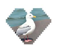 Puzzle mignon en forme de cœur avec impression mouette en bois