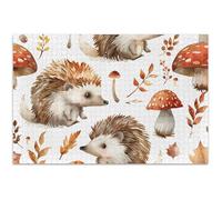 Puzzle mignon hérisson champignon adulte 500 pièces puzzle jouet œuvre d'art nature puzzle jeu cadeaux technologiques 52 x 37 cm