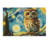 Puzzle mignon hibou nuit étoilée pour adultes 1000 pièces paysage art floral personnalisé puzzle dur amis famille jeux cadeaux 75 x 50 cm