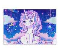 Puzzle mignon licorne rose violet 1000 pièces cadeaux pour adultes pour les amateurs de puzzle nature puzzle art jouet peinture 75 x 50 cm